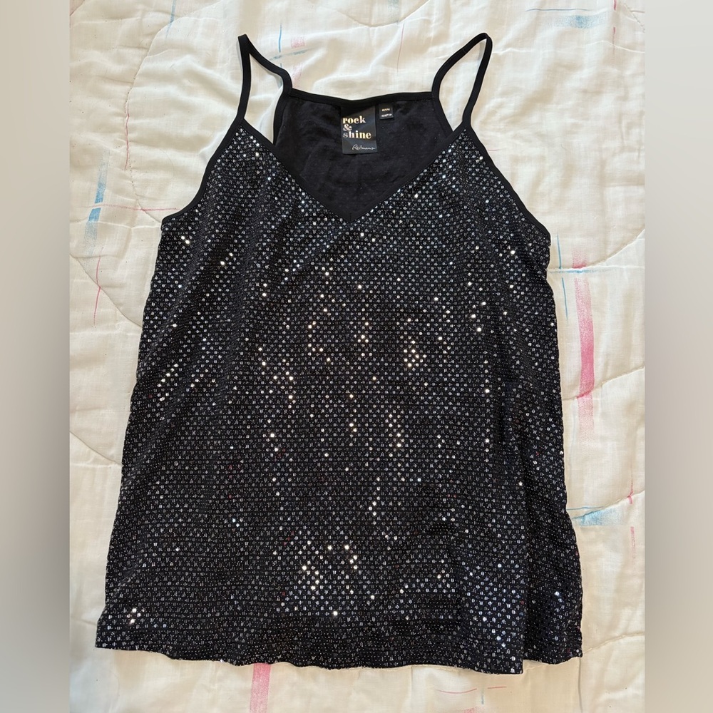 Reitmans Black Sequin Camisole Top